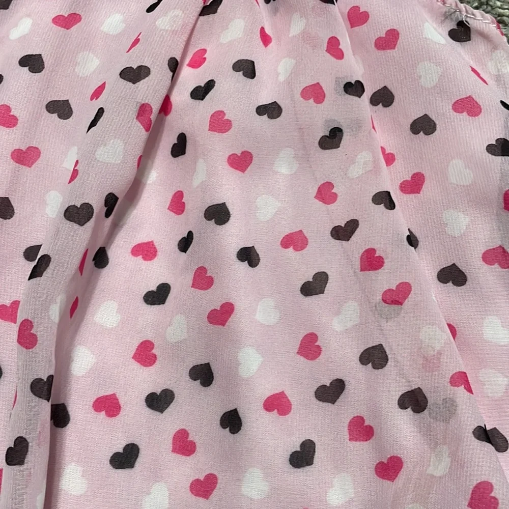 Little Lass Girls 18 M  Romper Jumper‎ Pink Chiffon pink heart snap bottom NWT